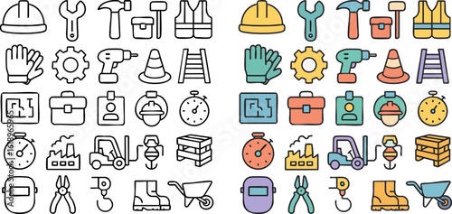Construction and Industrial Tools Icons Set 3.
