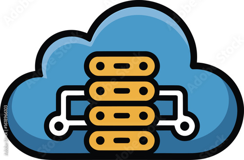 Cloud Computing Server Vector Illustration With Data Storage Database Network Technology Internet Hosting Icon Clipart Graphic Artwork