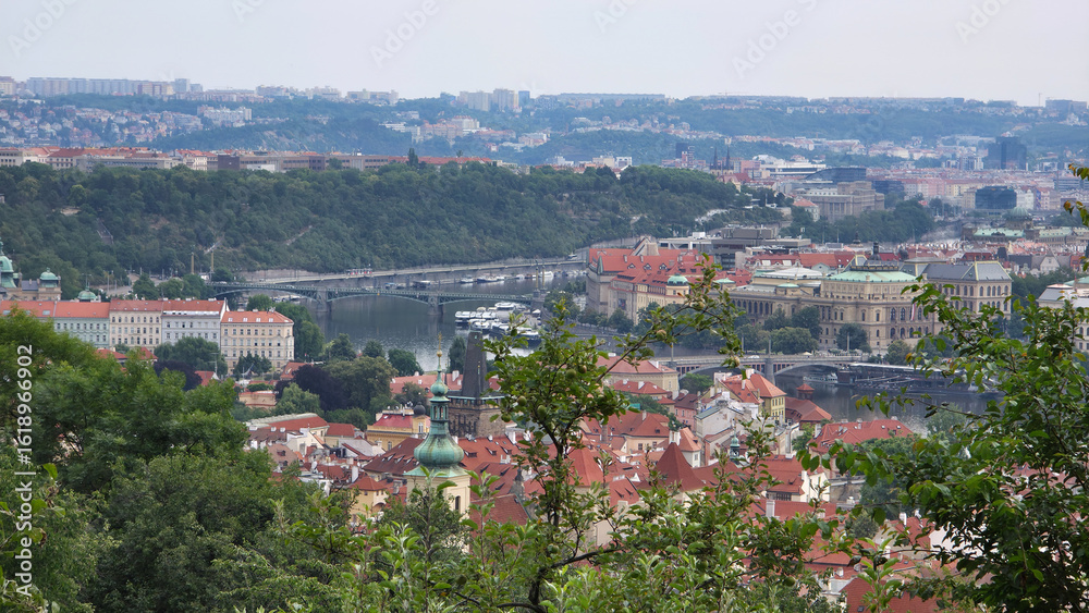 Fototapeta premium Prague Rooftops and River Vista