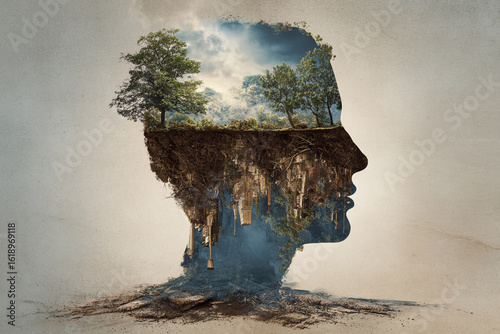 Artistic depiction of ideas growing and flourishing from the human mind. Great for innovation, learning platforms, workshops, and conceptual storytelling