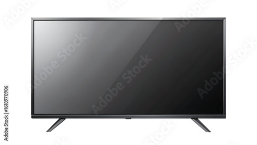 mockup of a large modern black TV, png file of -isolated cutout object with shadow on a white background. PNG
