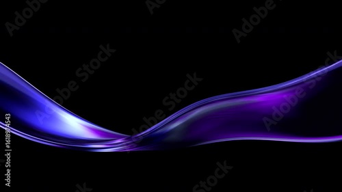 Abstract animation, background with purple glass wave, 4k seamless looped video, 3d render