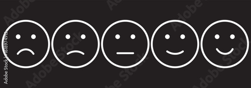 Smiley icon line set. Emoji icon collection containing happy emotion, sad, smiling, surprised, angry, relaxed, confused, laughing, excited and shocked emoticon icons. Vector outline illustration.