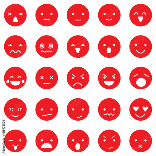 Thin line icon set of emoticon emoji smiley face facial expressions. Pixel perfect icons, editable stroke.