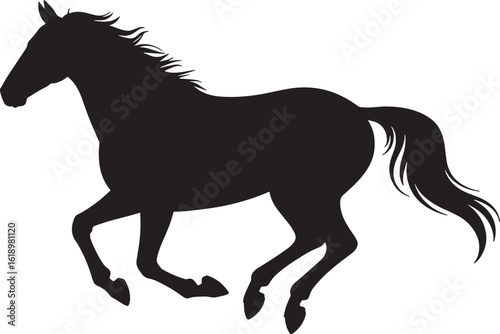 Galloping Equine Silhouette A Dynamic Vector Illustration of a Running Horse on Transparent Backdrop