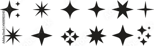 Minimalist Star Shape Vector Icon Set Collections Isolate on White Background 