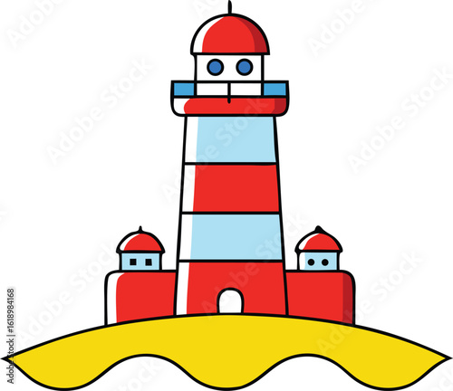 White navigation beacon in the shape of a heart on the coast