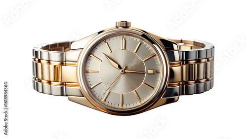 Elegant gold and silver tone wristwatch with clean dial and metal band