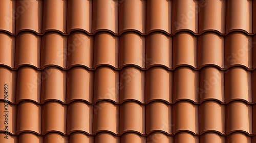 Seamless pattern of warm orange roof tiles bathed in sunlight and strong shadow detail