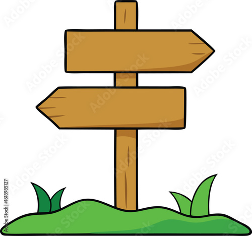 Isolated blank wooden arrow signpost on a white background with a wooden direction sign