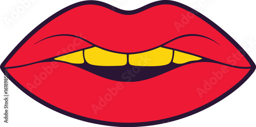 Vector illustration of a happy smile with red lipstick on luscious lips