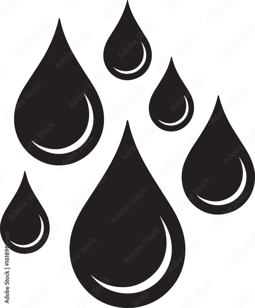 Black Water Drops Vector Illustration on Transparent Background for Design Elements and Decoration Black Water Drops Vector Illustration on Transparent Background for Design Elements and Decoration