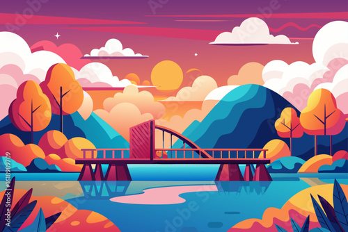Cloudy View Of A Delta With A Bridge