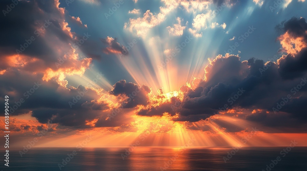 Obraz premium Dramatic sunset over the sea