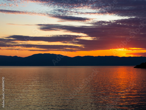 Magical sunset by the sea, on vacation in Croatia, Krk Island