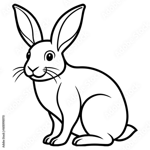 Vector art of adorable bunny drawing isolated on white background