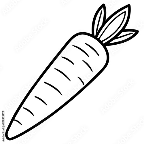 Vector art of a simple line drawing of a carrot isolated on a white background