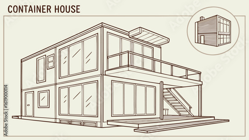 Smart House with Shipping Container, Modern Shipping Container Home, Container house, Container custom home design Plan with Top View for Architectural and Real Estate Design, Small Home