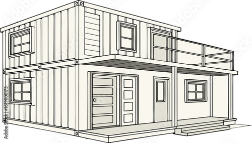 Smart House with Shipping Container, Modern Shipping Container Home, Container house, Container custom home design Plan with Top View for Architectural and Real Estate Design, Small Home