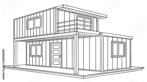 Smart House with Shipping Container, Modern Shipping Container Home, Container house, Container custom home design Plan with Top View for Architectural and Real Estate Design, Small Home