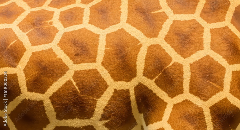Obraz premium Giraffe skin pattern close-up in warm light