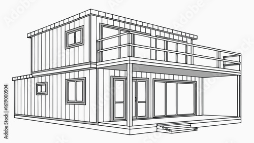 Smart House with Shipping Container, Modern Shipping Container Home, Container house, Container custom home design Plan with Top View for Architectural and Real Estate Design, Small Home