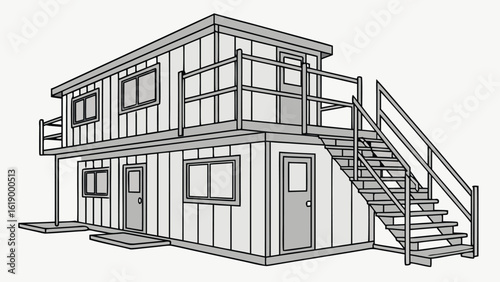 Smart House with Shipping Container, Modern Shipping Container Home, Container house, Container custom home design Plan with Top View for Architectural and Real Estate Design, Small Home