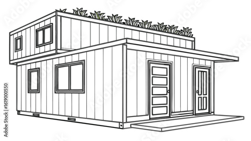 Smart House with Shipping Container, Modern Shipping Container Home, Container house, Container custom home design Plan with Top View for Architectural and Real Estate Design, Small Home