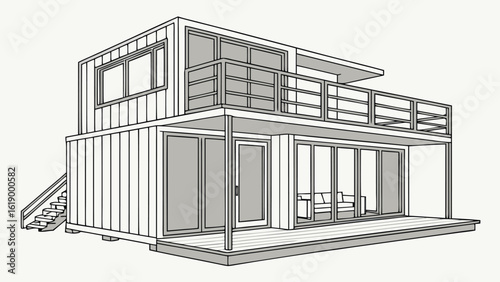 Smart House with Shipping Container, Modern Shipping Container Home, Container house, Container custom home design Plan with Top View for Architectural and Real Estate Design, Small Home