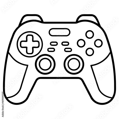 Vector art of outline drawing of a video game controller isolated on white background