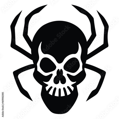 skull with spider vector icon