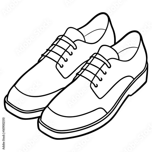 Vector art of outline drawing of a pair of dress shoes with laces isolated on white background