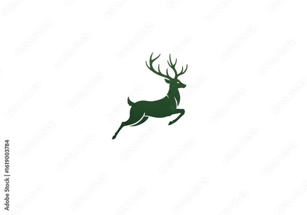 Obraz premium Leaping Majesty Green Deer Silhouette in Motion