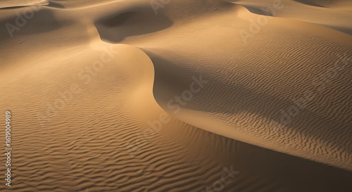 Desert Sand Dunes Landscape with Ripples and Sunlight