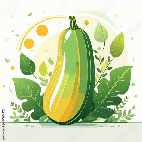 Une jolie courgette en gros plan, illustration, vertical