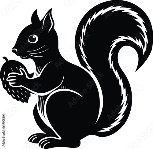 Wallpaper Mural Squirrel holding pine cone nut silhouette vector illustration eps Torontodigital.ca