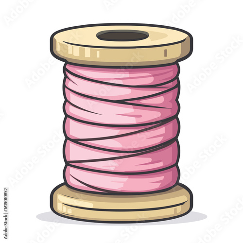 Pink sewing thread spool colorful icon