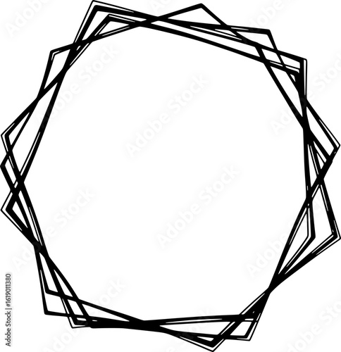 Irregular polygon frame with rough linework in hand-drawn style