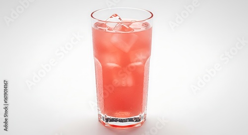 Wallpaper Mural Refreshing Pink Drink with Ice Cubes in Tall Glass on White Torontodigital.ca