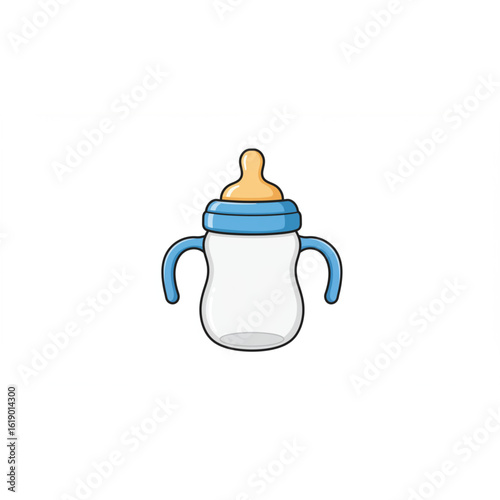 Adorable baby bottle with handles, perfect for little hands learning to feed themselves independently.