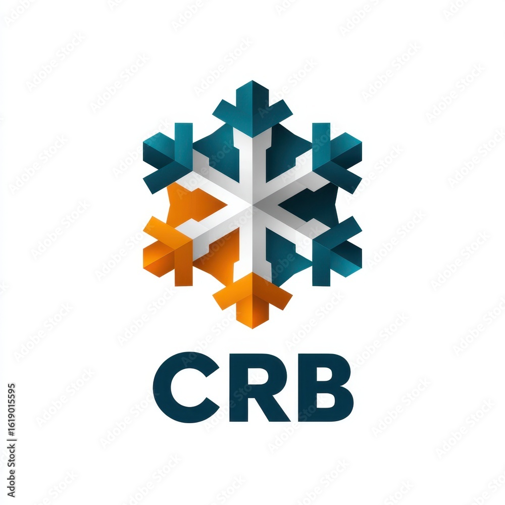 Fototapeta premium Unique geometric snowflake design showcasing modern elements in vibrant colors for a winter-themed branding