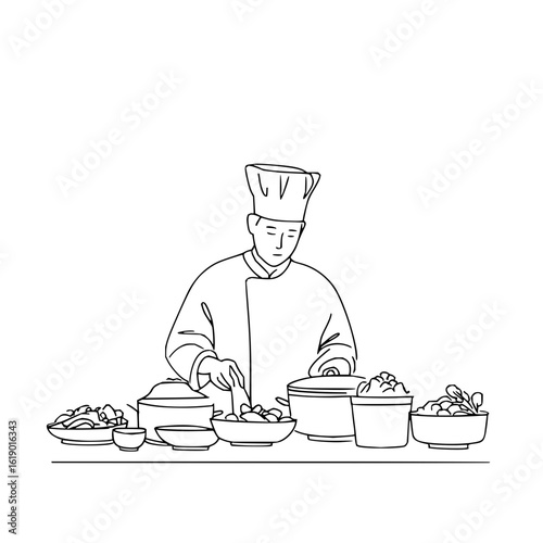 Chef cooking food preparation restaurant cuisine professional kitchen culinary chef hat food service