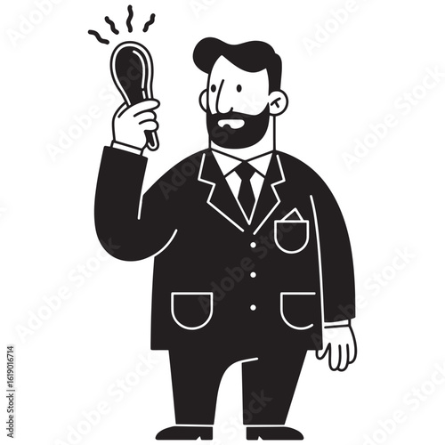 man holding fried chicken thighs vector 