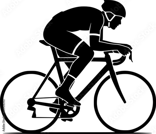 high quality race bicyclist silhouette - vector. Transparent background PNG, cutout