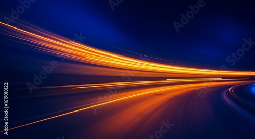 Streaking Light Trails Abstract Speed Motion Blur on Road