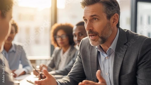 Business professionals engaging in productive brainstorming session with agreement and collaboration during corporate training workshop
