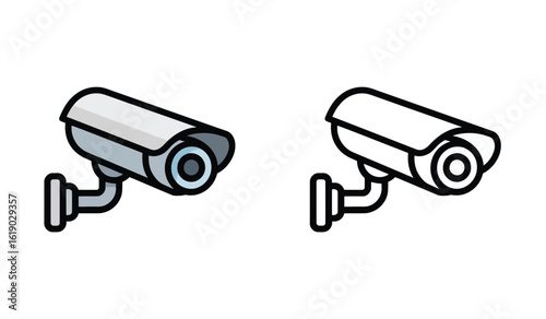 Security Camera Illustrations Depicting Surveillance Technology and Safety Measures