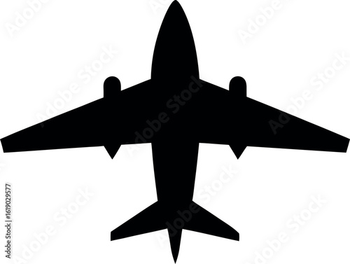 Top View Silhouette Vector of Passenger Airplane