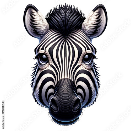 Zebra's gaze: A captivating image of a zebra, staring directly at the viewer with a detailed display of its distinctive stripes.