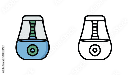 Two Illustrations of Small Humidifiers Depicted with Slight Design Variations Beside Each Other